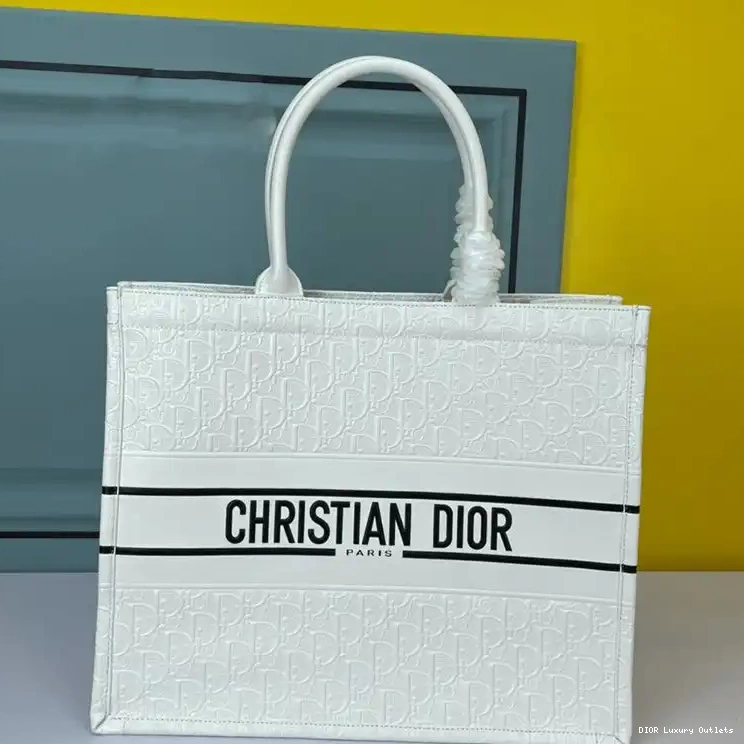 Calfskin Dior Book Oblique White Embossed Black Tote 0628 Luxury